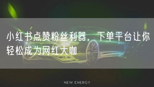 小红书点赞粉丝利器，下单平台让你轻松成为网红大咖