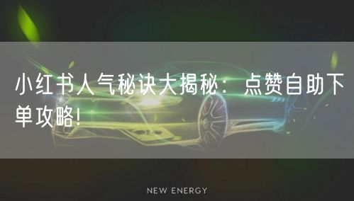 小红书人气秘诀大揭秘：点赞自助下单攻略!