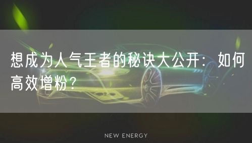 想成为人气王者的秘诀大公开：如何高效增粉？