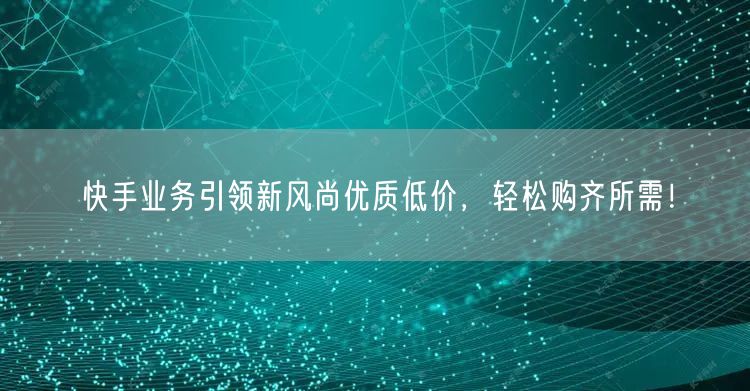 快手业务引领新风尚优质低价，轻松购齐所需！