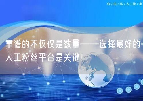 靠谱的不仅仅是数量——选择最好的人工粉丝平台是关键！
