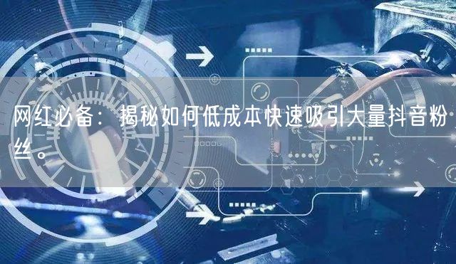 网红必备：揭秘如何低成本快速吸引大量抖音粉丝。
