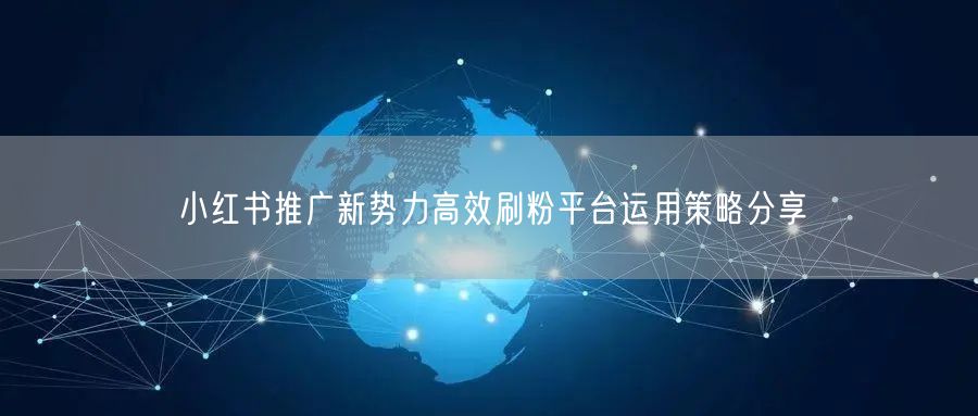 小红书推广新势力高效刷粉平台运用策略分享