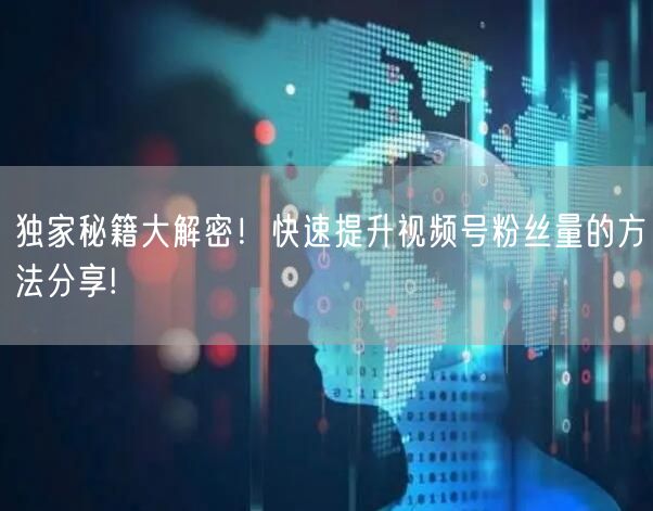 独家秘籍大解密！快速提升视频号粉丝量的方法分享!