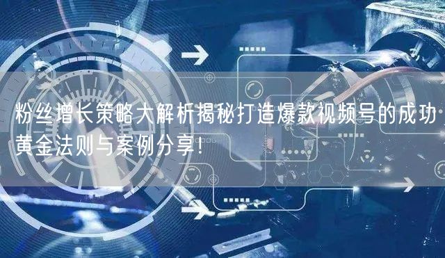 粉丝增长策略大解析揭秘打造爆款视频号的成功黄金法则与案例分享！