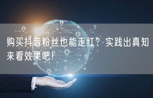 购买抖音粉丝也能走红？实践出真知来看效果吧！