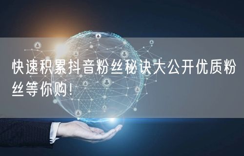 快速积累抖音粉丝秘诀大公开优质粉丝等你购！