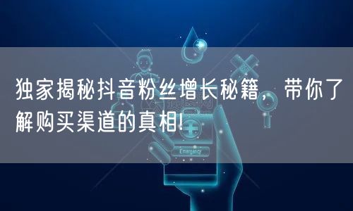 独家揭秘抖音粉丝增长秘籍，带你了解购买渠道的真相!