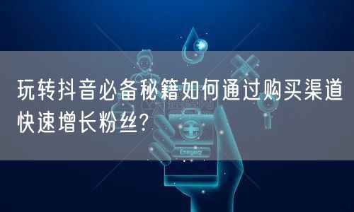 玩转抖音必备秘籍如何通过购买渠道快速增长粉丝?