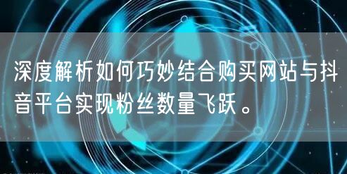 深度解析如何巧妙结合购买网站与抖音平台实现粉丝数量飞跃。