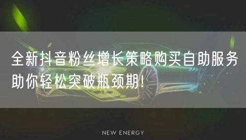 全新抖音粉丝增长策略购买自助服务助你轻松突破瓶颈期！