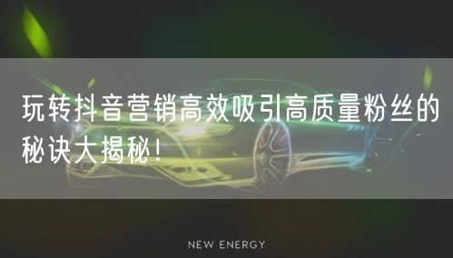 玩转抖音营销高效吸引高质量粉丝的秘诀大揭秘！
